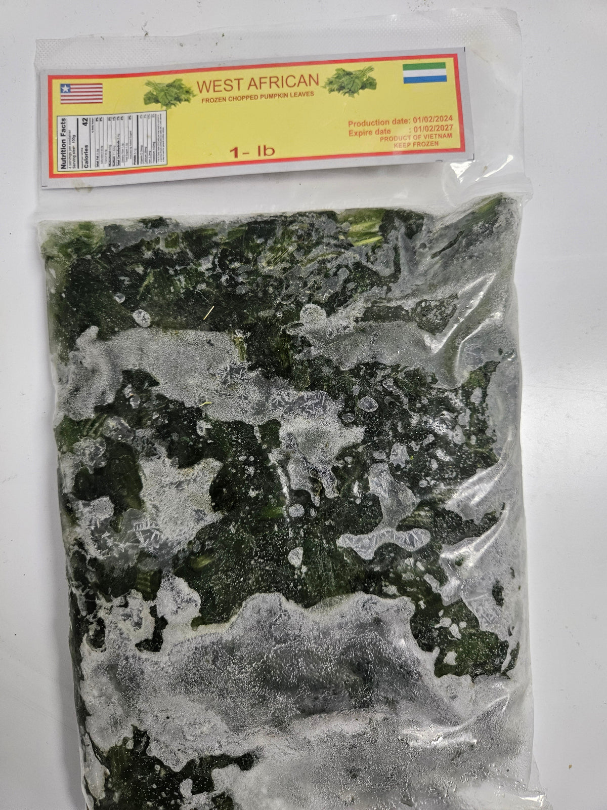 WEST AFRICAN FROZEN CHOPPED PUMPKIN LEAVES/UGU(1LB)
