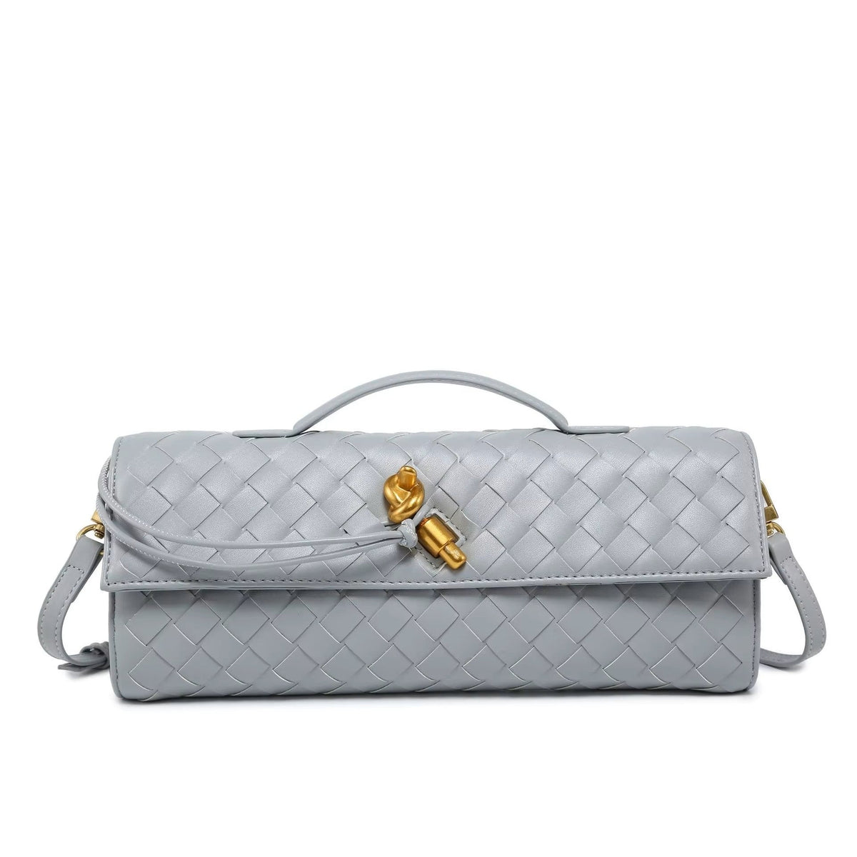 2025 New Trendy Woven Long Clutch with shoulder strap bag luxury women bag(Grey)